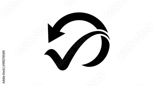 Icon of Refresh Arrow with Checkmark in Circular Design for Reset and Update Symbols