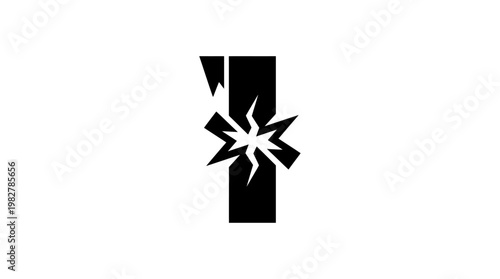 Icon of Exploding Bomb in Flat Vector Style for Safety Warning or Hazard Sign