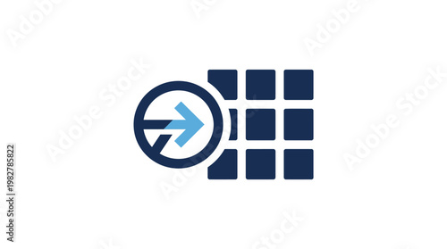 Icon of Exit Button with Arrow and Grid for User Interface Design