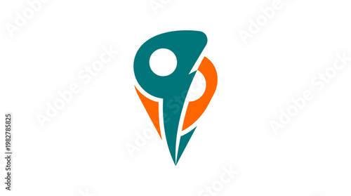 Icon of Location Pin with Abstract Design in Flat Style for Navigation and Maps