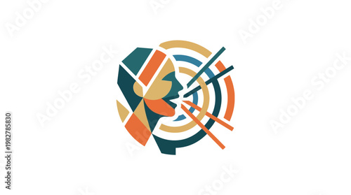 Icon of Ear with Sound Waves for Hearing and Audio Technology in Modern Style