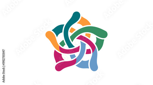 Vector Icon of Interconnected Colorful Loops Emphasizing Connectivity and Network