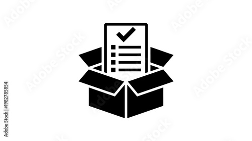Icon of Receipt Inside Open Box Vector Illustration for Packaging and Shipping