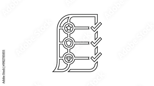 Icon of a Checklist with Bullet Points and Checkmarks in a Vector Style for Task Management