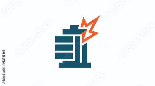 Icon of a Damaged Battery Power Symbol in Flat Vector Style for Technology and Energy Concepts