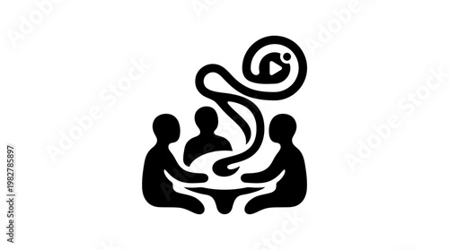 Vector Icon of Family Sitting Together Around a Table for Shared Meal or Conversation