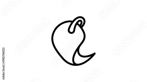 Icon of Fish Hook with Line in Minimalist Vector Style for Fishing and Marine Themes