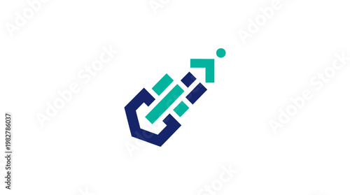 Vector Icon of a Modern Digital Download Arrow with Abstract Data Design