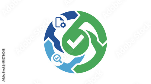 Icon of Hand With Checkmark in Circular Design for Approval or Verification