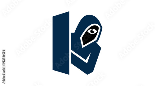 Icon of a Mysterious Cloaked Figure in a Dark Environment, Vector Icon