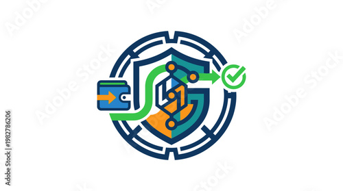 Vector Icon of Cybersecurity Shield and Network Protection in Flat Design
