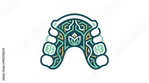 Vector Icon of Traditional Indigenous Mask with Geometric Patterns and Artistic Style
