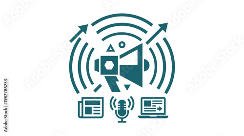 Vector Icon of Digital Communication and Data Sharing in Modern Tech Style