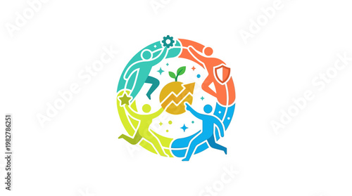 Vector Icon of Diverse Community Engaging in Environmentally Friendly Activities