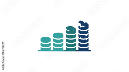Vector Icon of Financial Growth with Bar Chart and Coins for Business Investment and Economy
