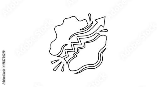 Icon of a Weather Cloud with Lightning and Arrows in Vector Style for Weather Forecasting