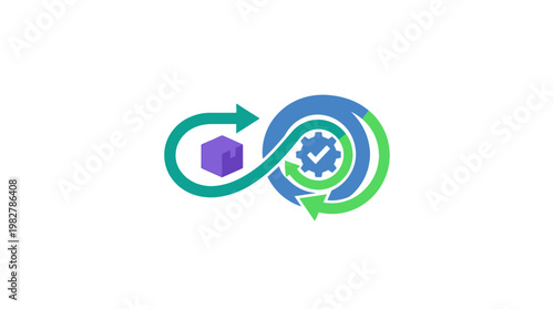 Vector Icon of Continuous Improvement Process with Infinity Loop and Gear