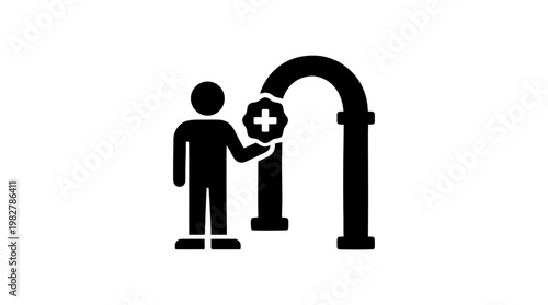 Icon of Person Drinking Water From Faucet for Clean Water Access and Hygiene