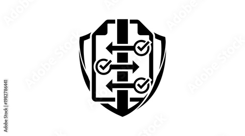 Icon of a Security Shield with Checkmark Symbols, Vector Illustration for Data Protection and Cybersecurity