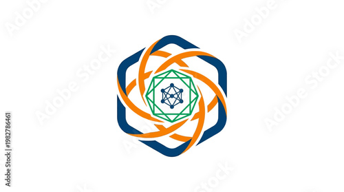 Vector Icon of Geometric Mandala Design with Abstract Elements for Spiritual Symbols