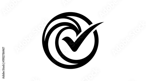 Icon of a Checkmark Inside a Circular Target for Quality Assurance or Completion