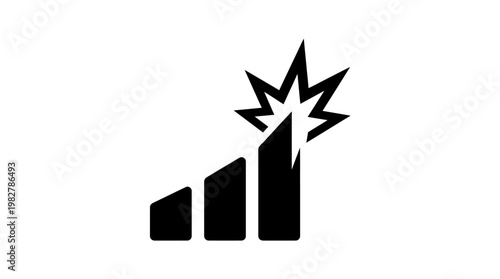 Icon Of Growing Bar Chart With Explosion Effect For Data Growth And Success Visual