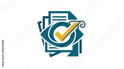 Icon of Eye with Checkmark Inside for Privacy Security and Data Verification