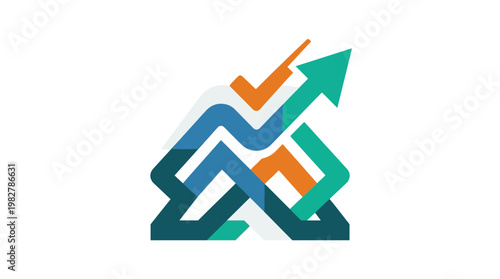 Icon of Growth Chart with Upward Trend Arrow for Business and Data Analysis