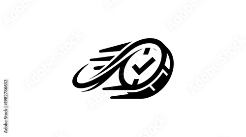 Icon of Rapid Delivery Fast Shipping with Checkmark in Motion Style for Logistics and E-commerce
