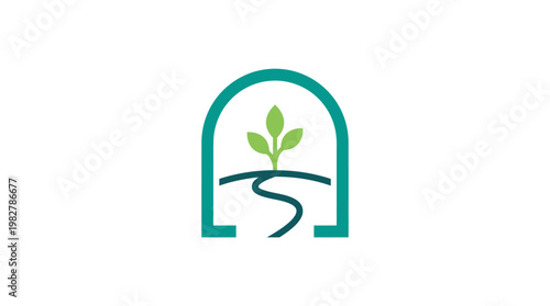 Eco-Friendly Icon of Sprouting Plant in Green Frame for Sustainability and Environmental Awareness