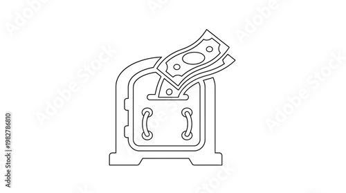 Vector Icon Of Money Bag With Dollar Bills For Financial And Banking Services