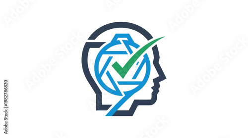 Vector Icon of Brain with Check Mark for Mental Health and Cognitive Support