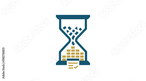 Icon of Hourglass with Sand Falling, Time Measurement Symbol, Minimalist Vector Icon