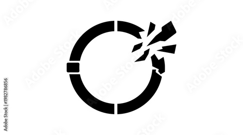 Icon of a Cracked Broken Circular Graph or Chart in Flat Style for Data Analysis and Repair Visuals
