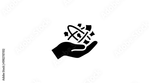Icon of Hand Holding Globe with Network Connections in Flat Style for Global Support