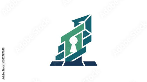 Icon of a Modern Building with Keyhole Design in Vector Style for Architecture and Construction