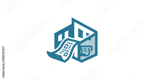 Vector Icon of Mailbox with Documents and Envelopes for Communication and Postal Services