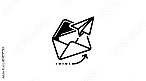 Icon of Envelope with Paper Airplane for Email Communication and Messaging