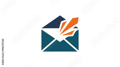 Icon of Open Envelope with Flap and Paper Document for Email or Message Communication