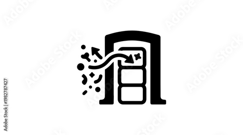 Icon of Dissolving Microchip or Digital Chip in a Modern Style