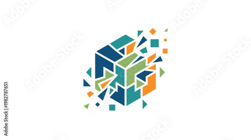 Icon of a Modern 3D Geometric Cube Illustrating Digital Technology and Innovation