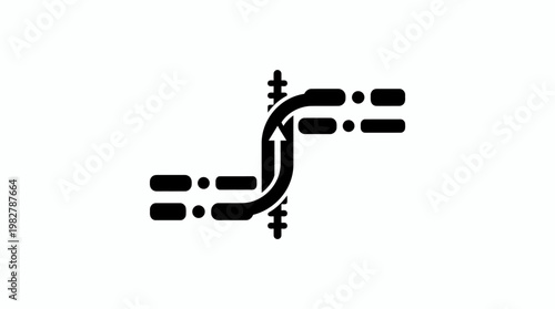 Icon of a Subway Line Map with Route and Station Markers in Minimalist Style