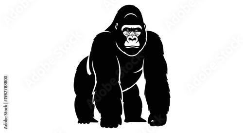 Black Gorilla Silhouette Illustration.