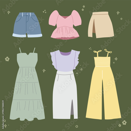 KOREAN CLOTHING STYLE, DRESS, SHORTS AND SHORT SKIRTS