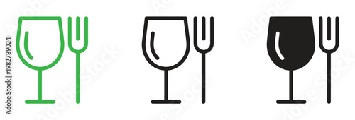 Food safe sign vector illustration, food emblem on packaging, international food contact materials symbol in EU style, isolated safety icon for drink and meal labeling