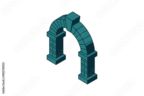 Stone arch represents a historical architectural landmark in design.
