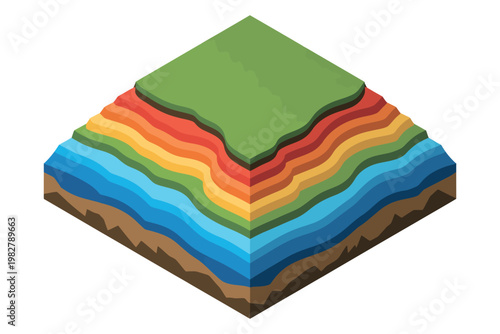 Geology layers represent the composition of the earth in this model.