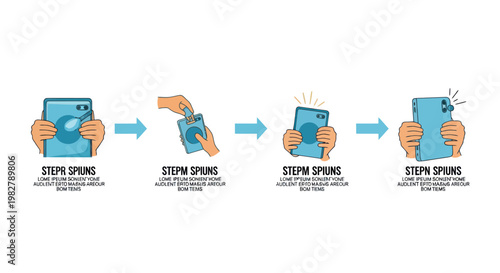 Smartphone cleaning steps: wipe lens, disinfect, dry, ready for use