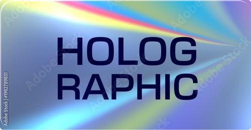 Iridescent hologram Y2K rectangular sticker or tag. Quality certification Y2K gradient foil tag, official award metallic holographic vector patch. Authenticity certificate sticker or rectangular label