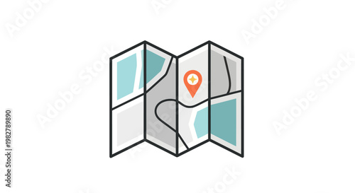 Folded Map with Location Pin Icon - Navigation and Travel Concept